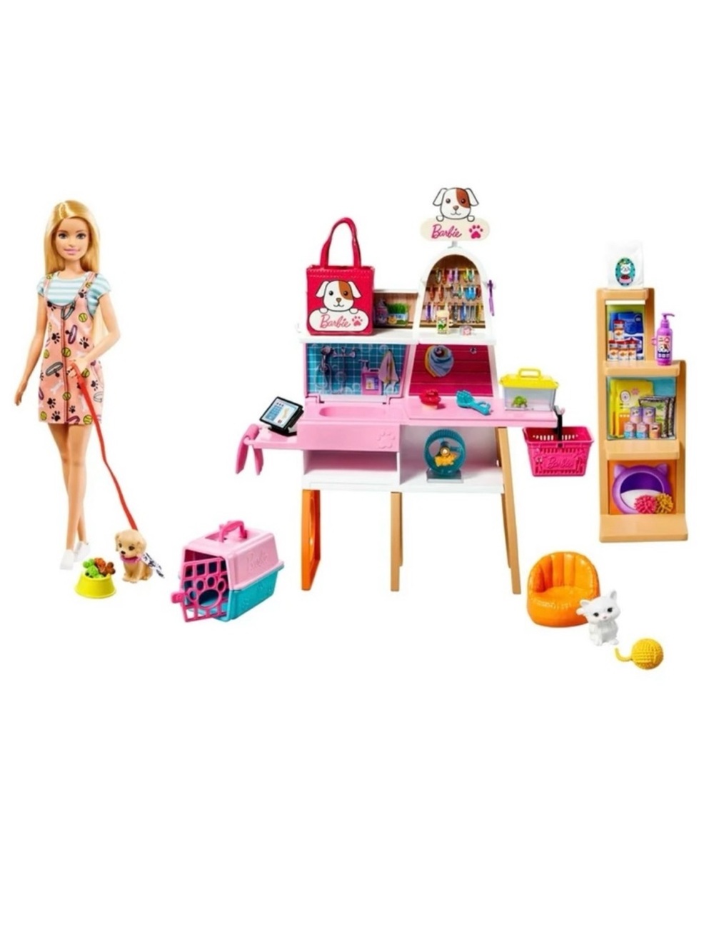 Barbie Pet Boutique Playset w/ Grooming Station Toys Treats Cat Dog Hamster